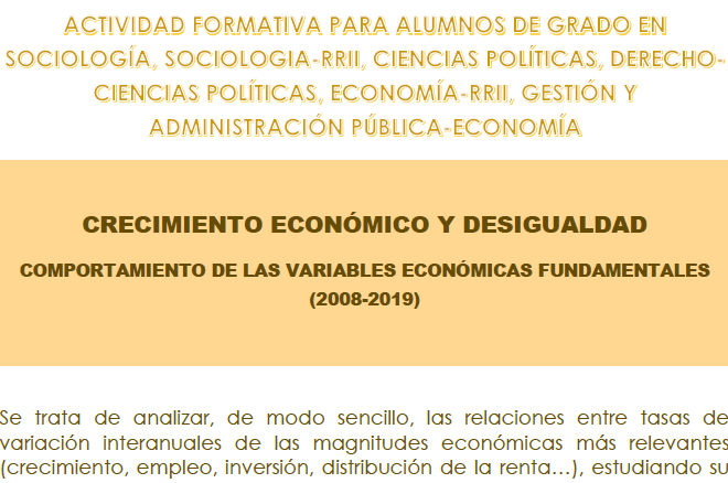 [INSCRIPCIONES ABIERTAS] Crecimiento económico y desigualdad. Comportamiento de las variables económicas fundamentales (2008-2019)